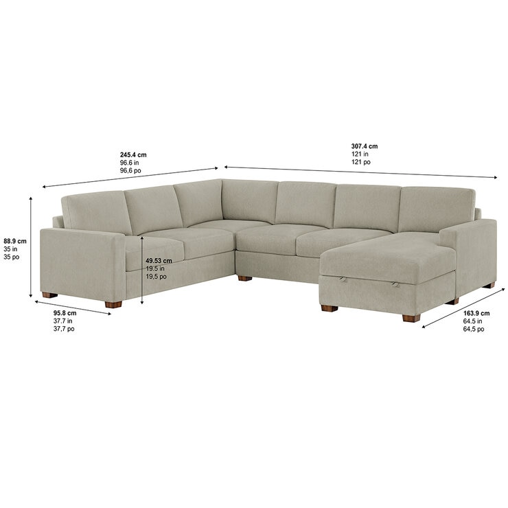 Thomasville, Glenn, Seccional de Tela de 3 Piezas con Chaise con Almacenamiento — Imagen 2 de 4