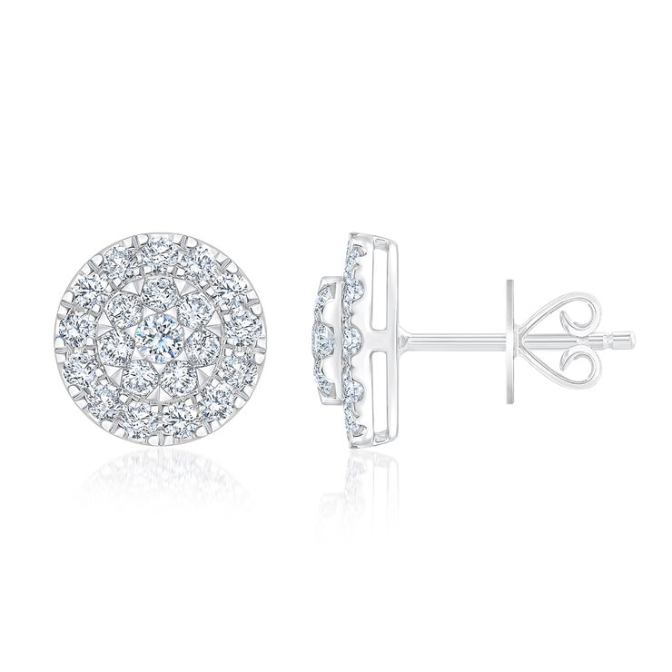 Aretes, 1.00ctw Diamantes, Oro Blanco de 14K — Imagen 3 de 4