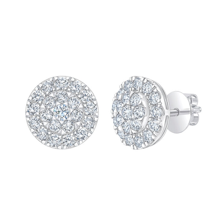 Aretes, 1.00ctw Diamantes, Oro Blanco de 14K
