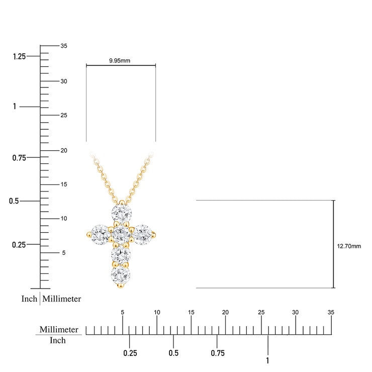 Collar con Dije de Cruz, Oro de 14 K, 0.50 CT — Imagen 3 de 4