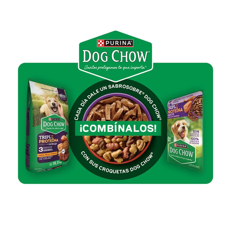 Dog Chow Alimento Húmedo para Perro Adulto Sabor Carne, Pollo y Salmón 40 pzas — Imagen 2 de 4