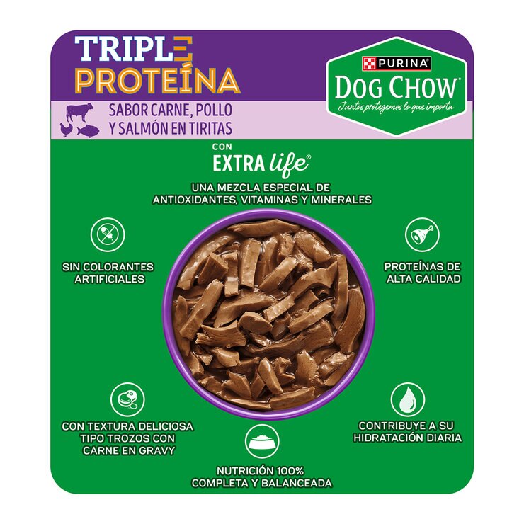 Dog Chow Alimento Húmedo para Perro Adulto Sabor Carne, Pollo y Salmón 40 pzas — Imagen 4 de 4