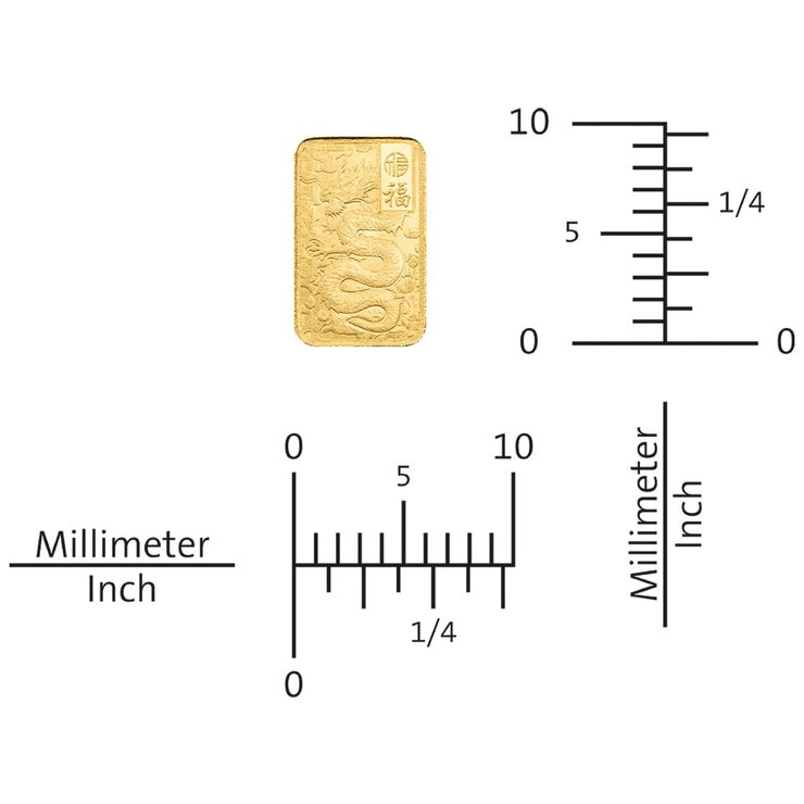 Lingotes de Oro 25 pz de 1g c/u PAMP, Dragón Buena Suerte — Imagen 2 de 4
