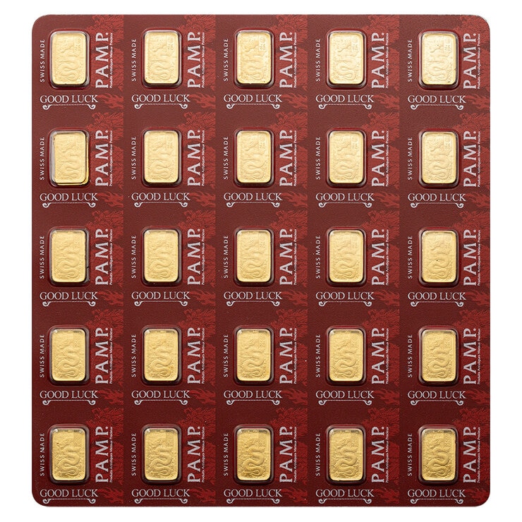 Lingotes de Oro 25 pz de 1g c/u PAMP, Dragón Buena Suerte — Imagen 1 de 4