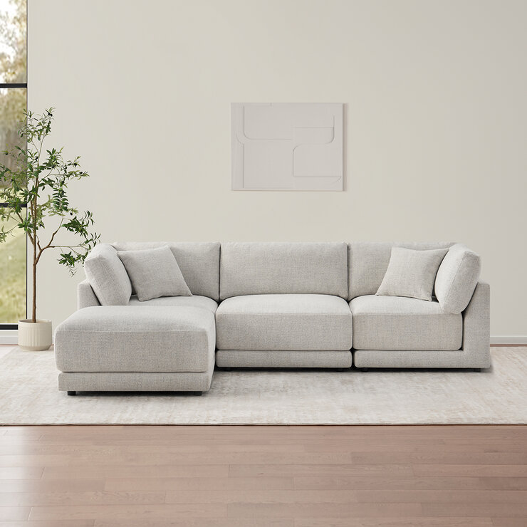 Aiden & Ivy, Dayna, Sofá Modular de Tela de 4 Piezas con 2 Almohadas — Imagen 1 de 4