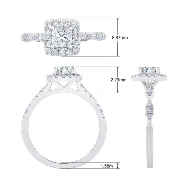 Anillo, 0.83 CTW, Diamante en Platino — Imagen 4 de 4