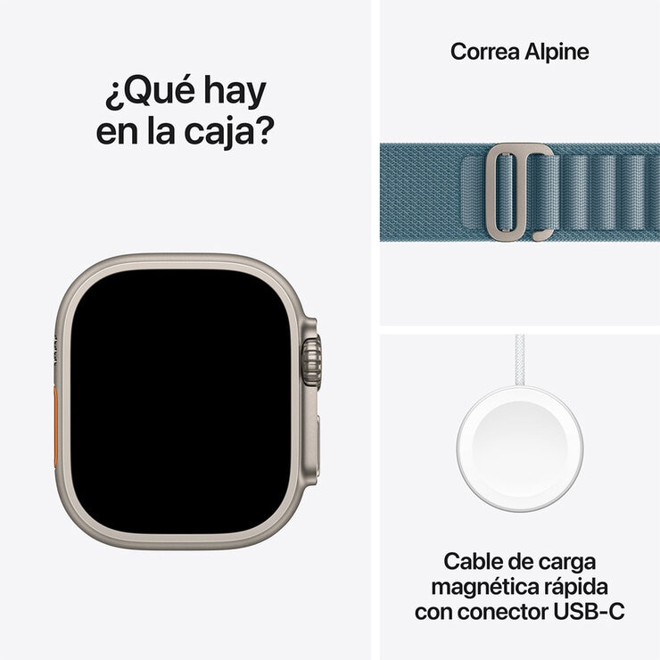Apple Watch Ultra 3 (GPS + Celular) 49mm Titanio Natural + Correa Alpine Azul Claro - Talla L — Imagen 3 de 4