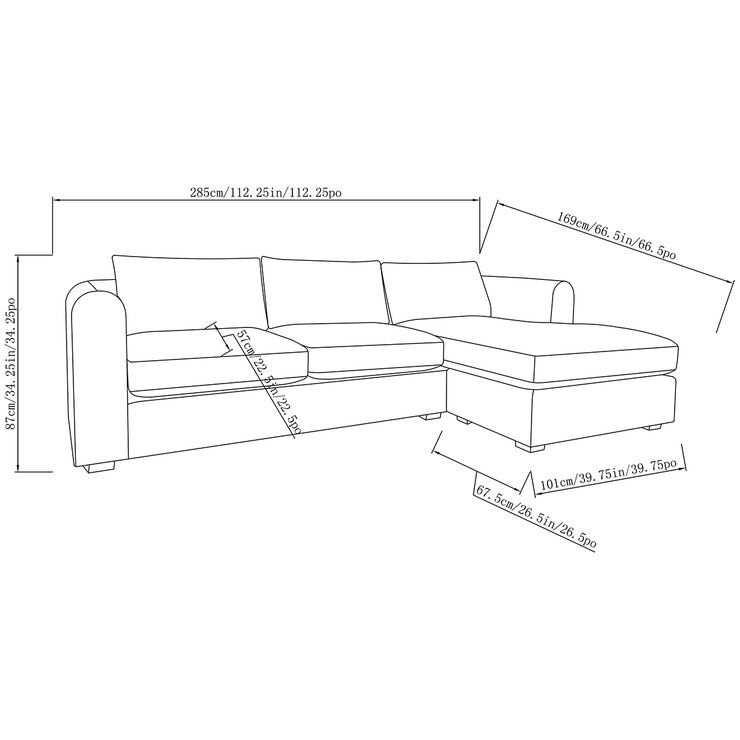 Ontai, Brevyn, Seccional de Tela con Cojines Reversibles — Imagen 4 de 4