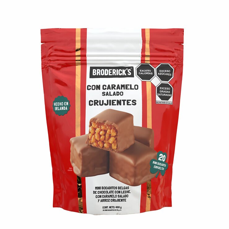 Broderik's Bocaditos de Chocolate con Leche Caramelo y Arroz Inflado 400 g