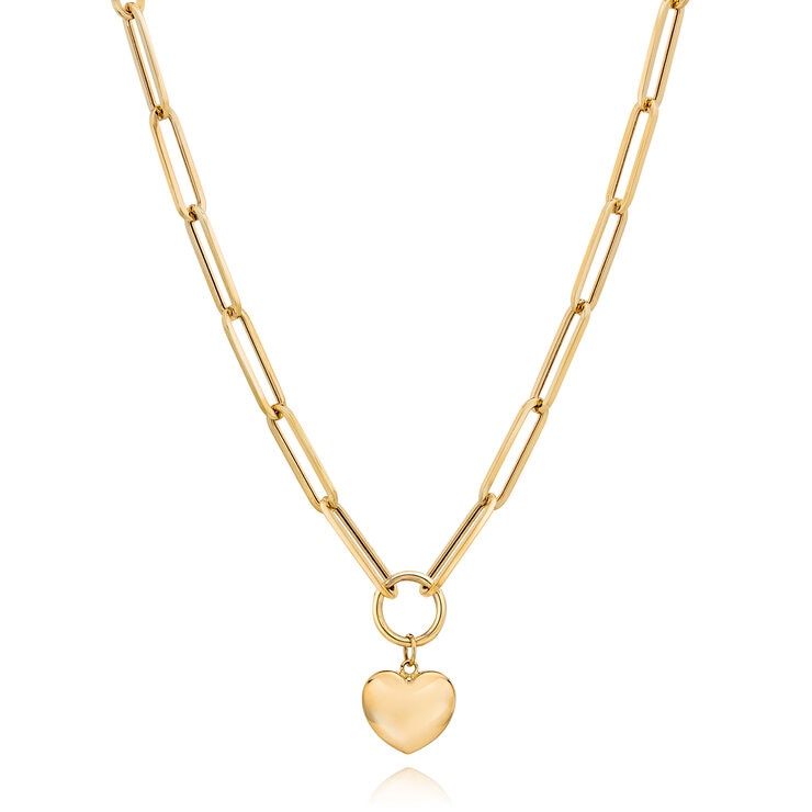 Collar, Corazón, Oro Amarillo de 14K