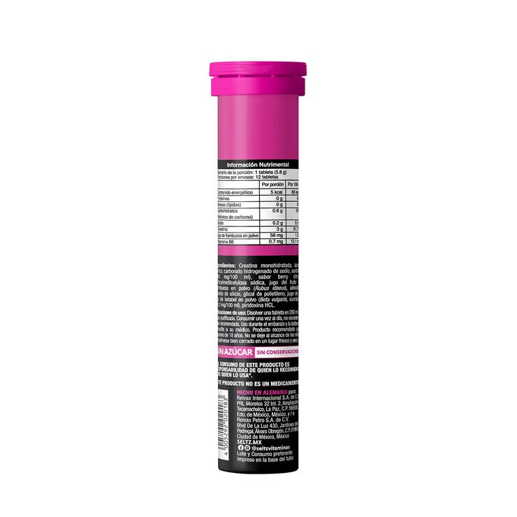 Seltz Creatina Monohidratada 6 Tubos de 12 Tabletas Efervescentes c/u Sabor Mango y Berry — Imagen 3 de 4