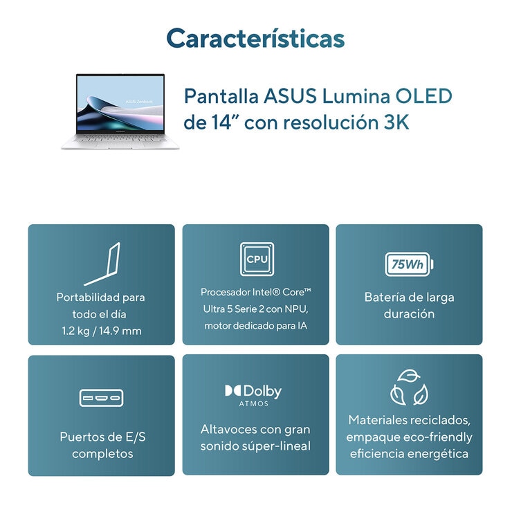 ASUS Zenbook 14 14" WUXGA Intel Core Ultra 5 16GB 1TB — Imagen 2 de 4