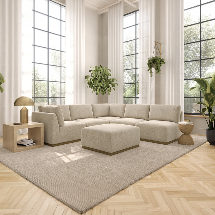 Henredon, Murphy, Seccional Modular de 6 Piezas con Otomano