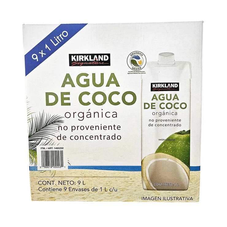 Kirkland Signature Agua de Coco Orgánica 9 l