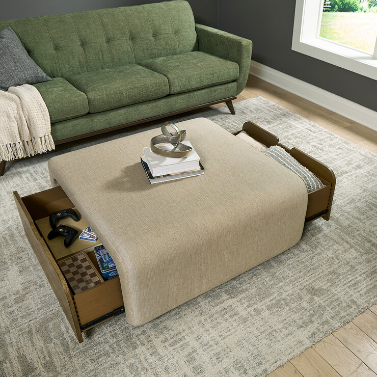 Universal Broadmoore Furniture, Otomano de Tela con Cajones — Imagen 3 de 4