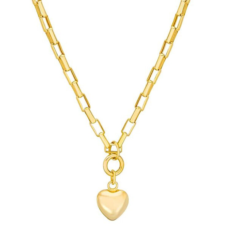 Collar con Dije de Corazón, Roro Amarillo 14k