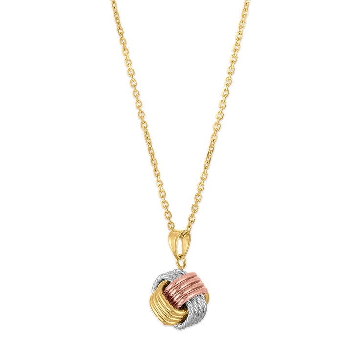 Collar con Dije de Nudo de Corazón, Oro 14k