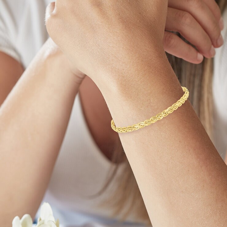 Pulsera de Eslabones de Fantasía, Oro Amarillo 14k — Imagen 2 de 4