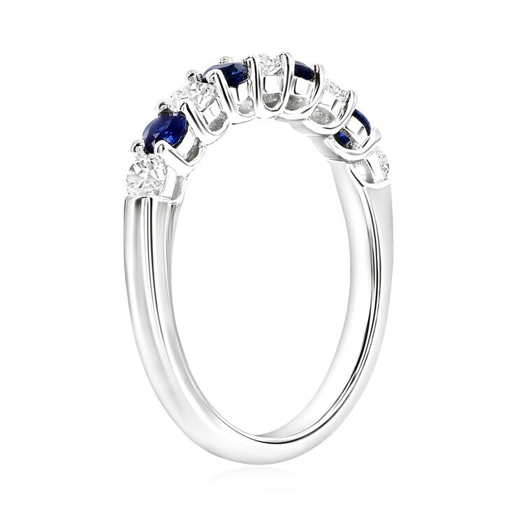 Anillo de Zafiro Azul y Diamantes 0.40ctw, Roro Blanco de 14k — Imagen 3 de 3