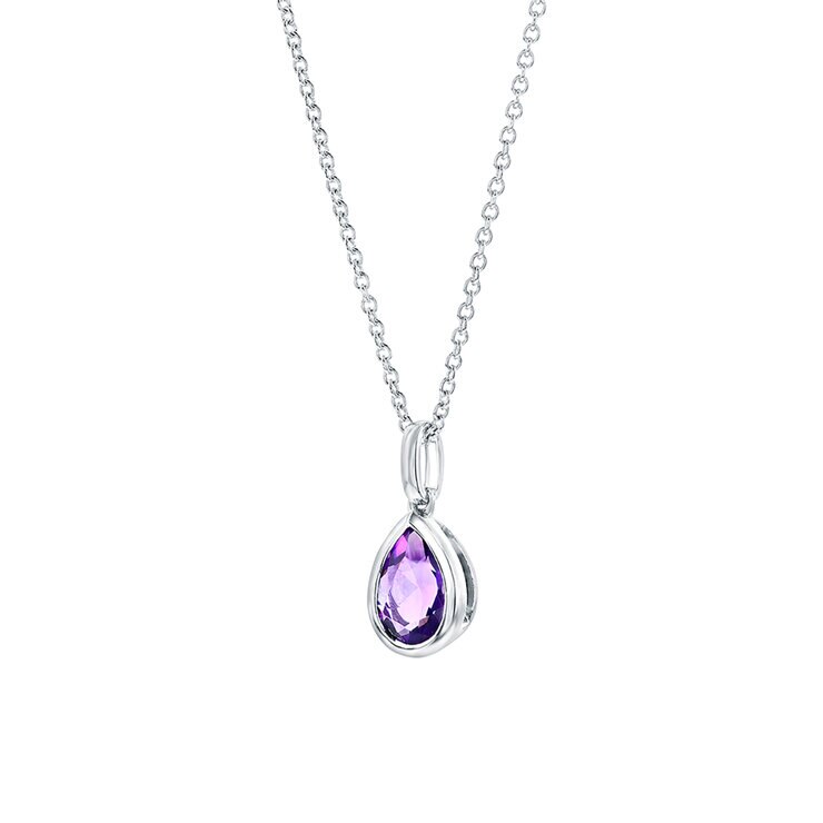 Collar de Gota de Amatista Morada, Oro 14k — Imagen 2 de 2