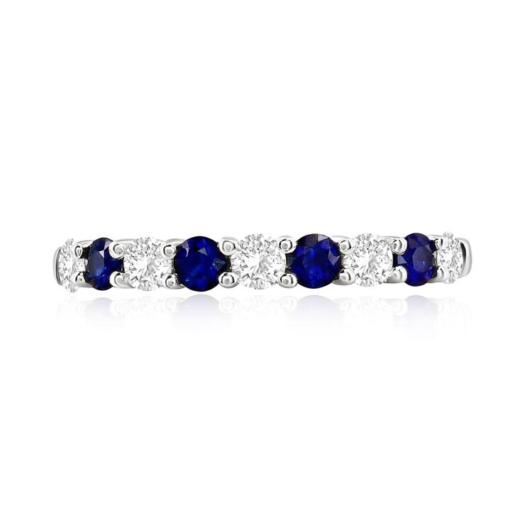 Anillo de Zafiro Azul y Diamantes 0.40ctw, Roro Blanco de 14k — Imagen 2 de 3
