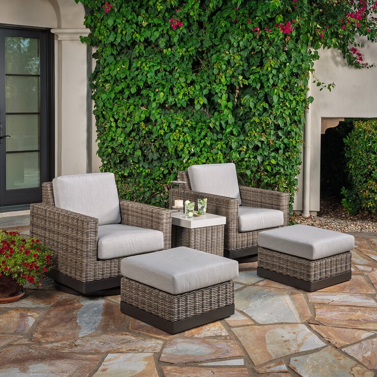 SunVilla, Knox Set Bistro con Ottoman para Exteriores de 5 Piezas