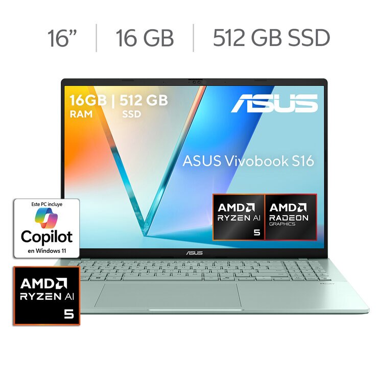 ASUS Vivobook S16 Laptop 16" FHD AMD Ryzen AI 5 330 16GB 512GB SSD