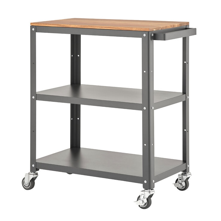 Trinity Carrito de Metal para Cocina de 3 Niveles con Superficie de Madera de Acacia — Imagen 2 de 4