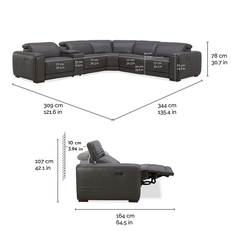 Aiden & Ivy, Karson, Sofá Seccional Reclinable de Piel con Sistema Eléctrico — Imagen 3 de 4