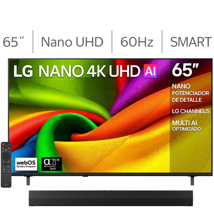 LG Pantalla 65" Nano UHD 4K Smart TV + Barra de Sonido