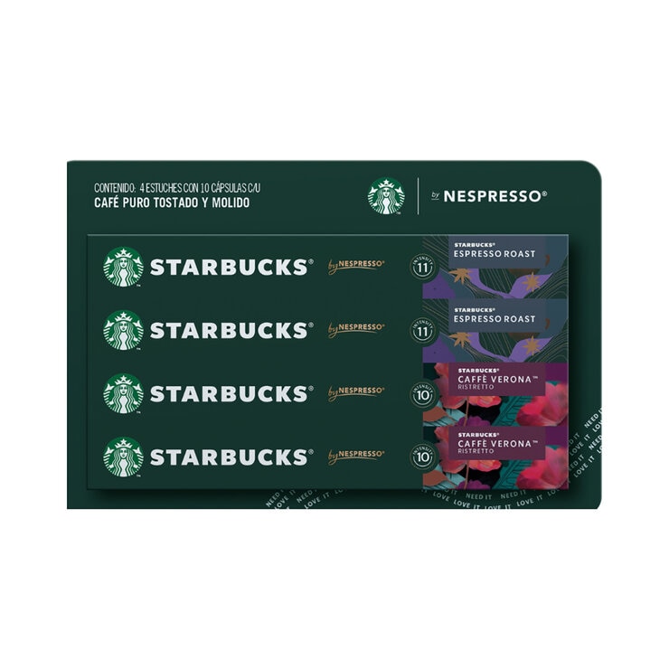 Starbucks Cápsulas Nespresso, 40 cápsulas Café Espresso Roast y Verona