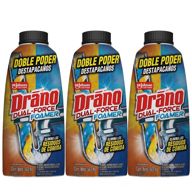 Drano Espuma Destapacaños 3 pzas de 502 ml