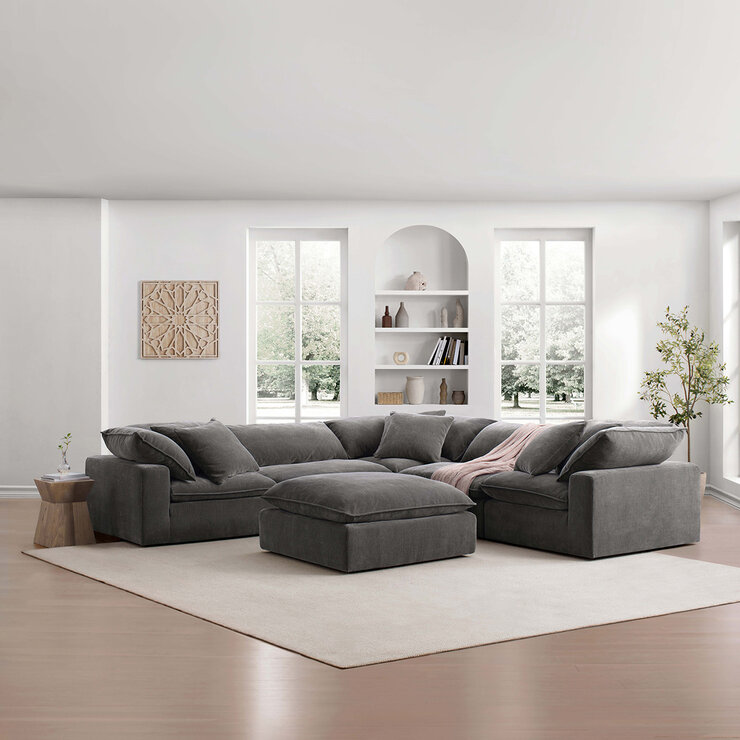 Aiden & Ivy, Sofá Modular de Tela de 6 Piezas