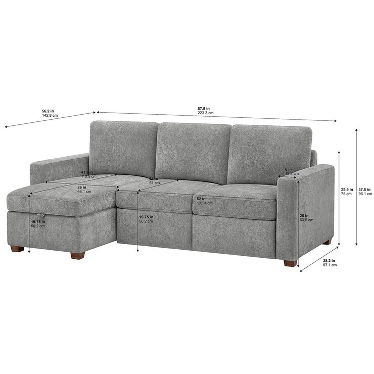 Thomasville, Sofá Estilo Chaise Reversible De Tela De 2 Piezas Con Reposapiés Eléctrico Y Almacenamiento — Imagen 3 de 4