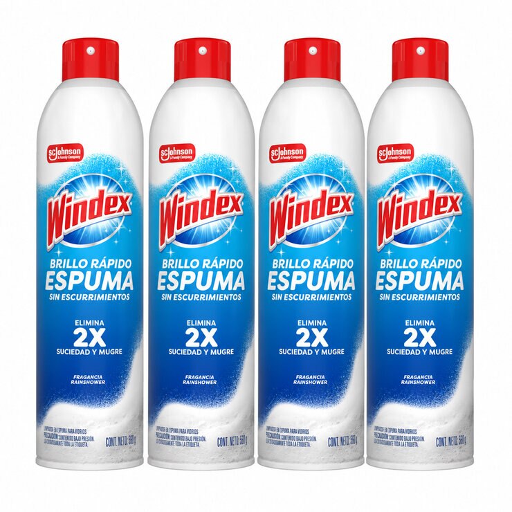 Windex Espuma Limpiavidrios 4 pzas de 538 g