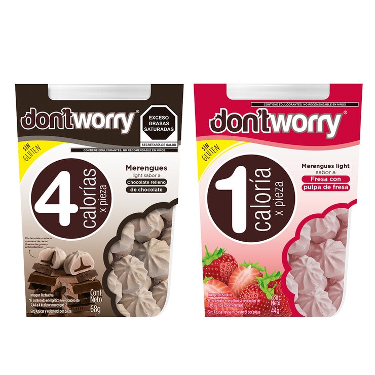 Don't Worry Merengues Chocolate y Fresa 2 pzas