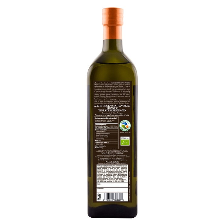 Kirkland Signature Aceite de Oliva Extra Virgen Orgánico Terra Di Bari 1 l — Imagen 2 de 2