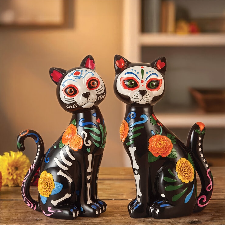 Gatos Decorativos de Día de Muertos, Juego de 2 Pzas. — Imagen 4 de 4