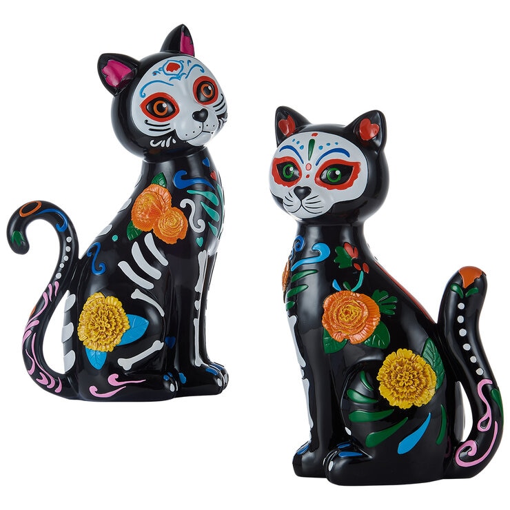 Gatos Decorativos de Día de Muertos, Juego de 2 Pzas. — Imagen 2 de 4