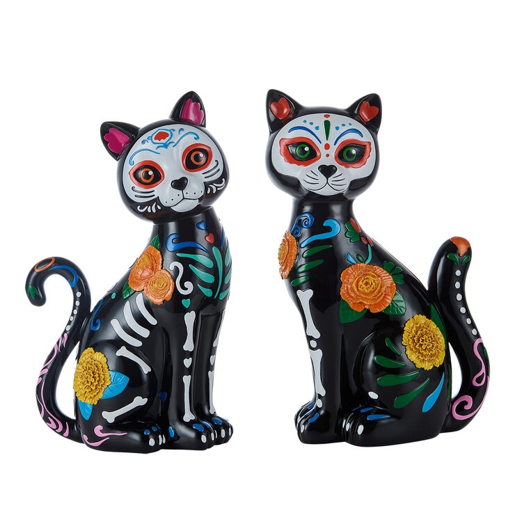 Gatos Decorativos de Día de Muertos, Juego de 2 Pzas. — Imagen 3 de 4