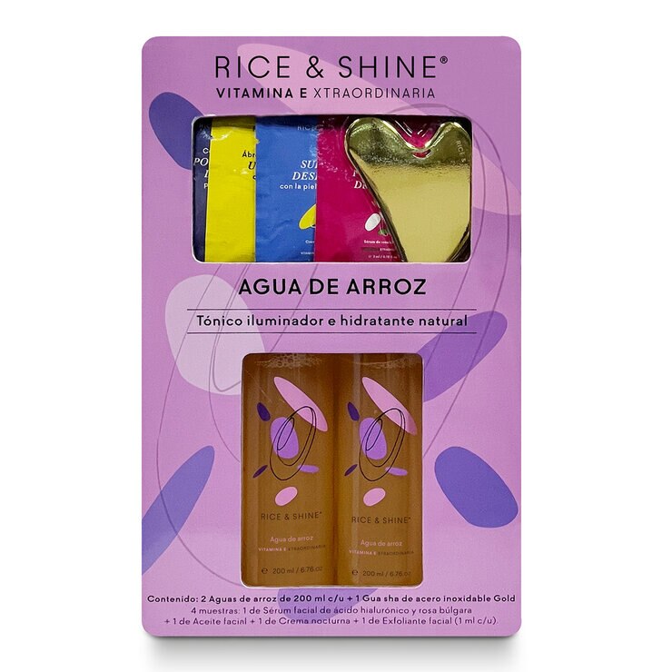 Rice & Shine, KIt Facial de Agua de Arroz, 2 piezas de 200 ml Cada Uno