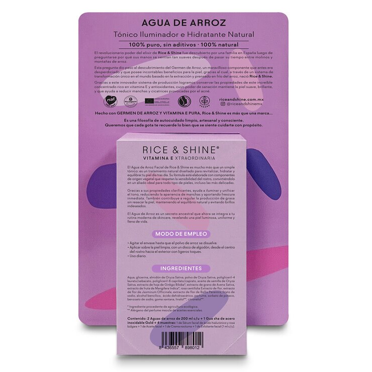 Rice & Shine, KIt Facial de Agua de Arroz, 2 piezas de 200 ml Cada Uno — Imagen 2 de 4
