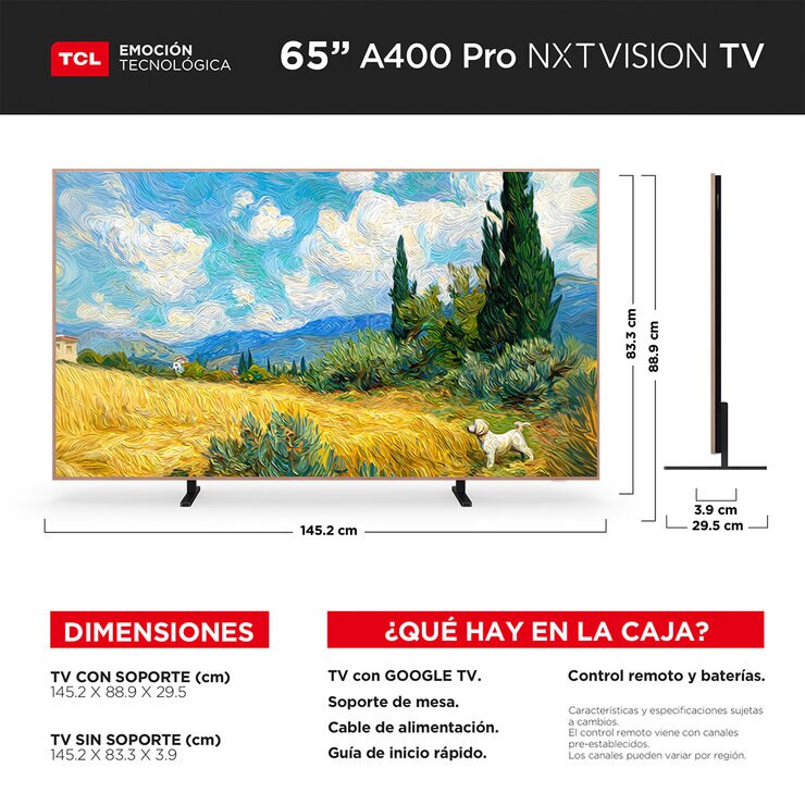 TCL Pantalla 65" QLED 4K NXTVISION Pro Google TV — Imagen 3 de 4