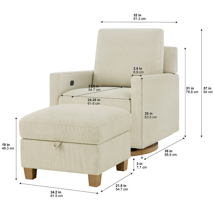 Thomasville, Sillón Giratorio de Tela con Otomano — Imagen 4 de 4