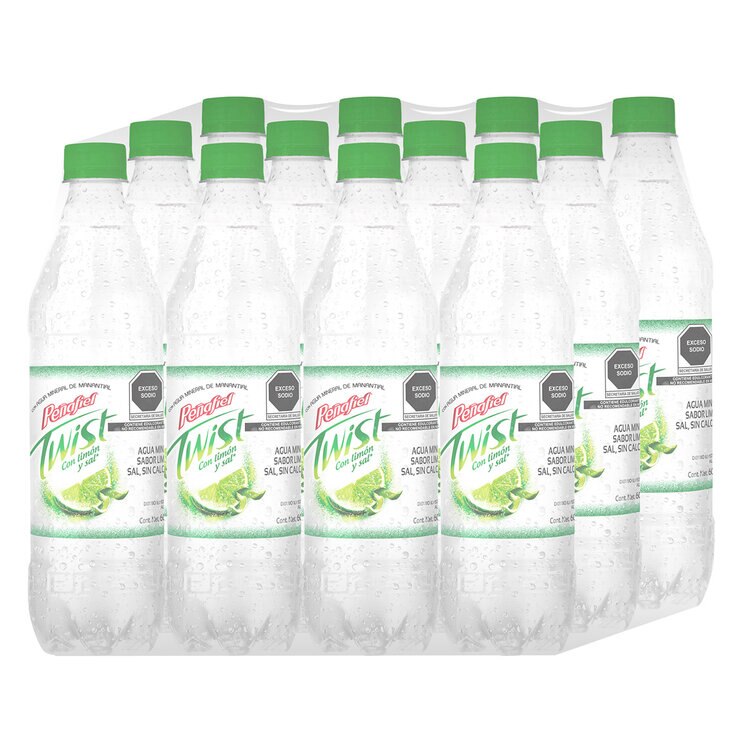 Peñafiel Twist Agua Mineral Sabor Limón 12 pzas de 600 ml