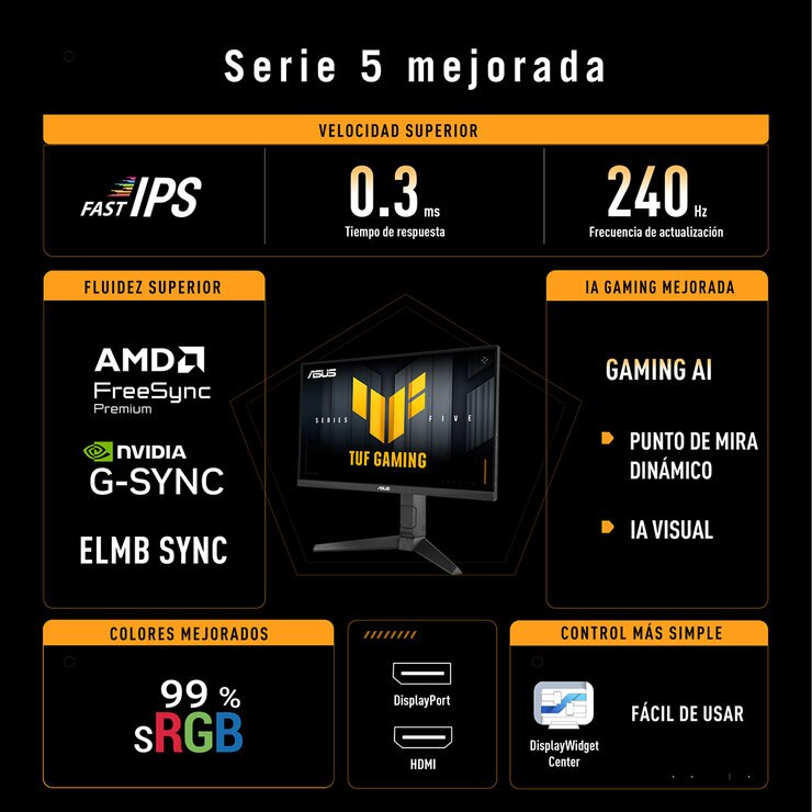 ASUS TUF Monitor Gaming 24 " FHD 240Hz — Imagen 2 de 4