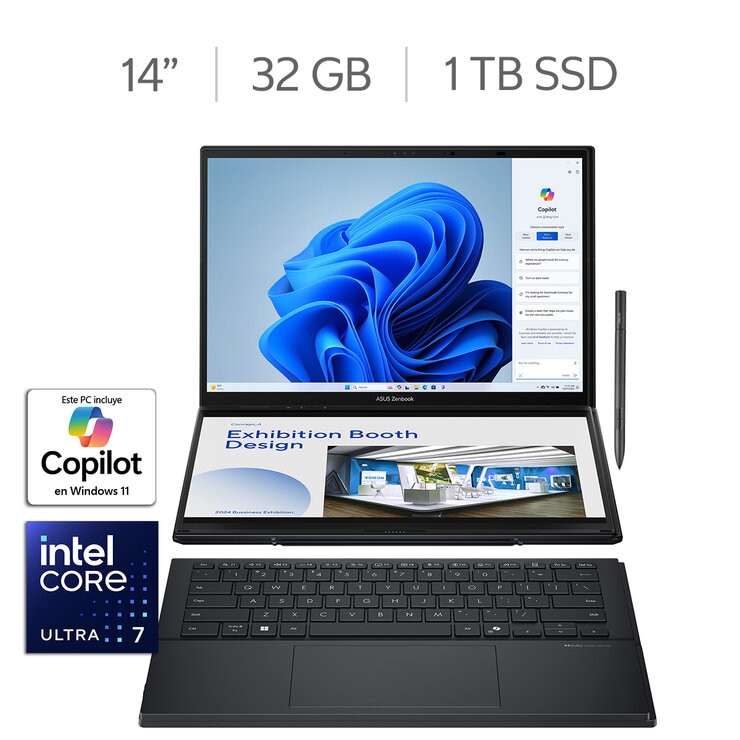 ASUS Zenbook Duo 14" FHD Intel Core Ultra 7 255H 32GB 1TB SSD — Imagen 1 de 4