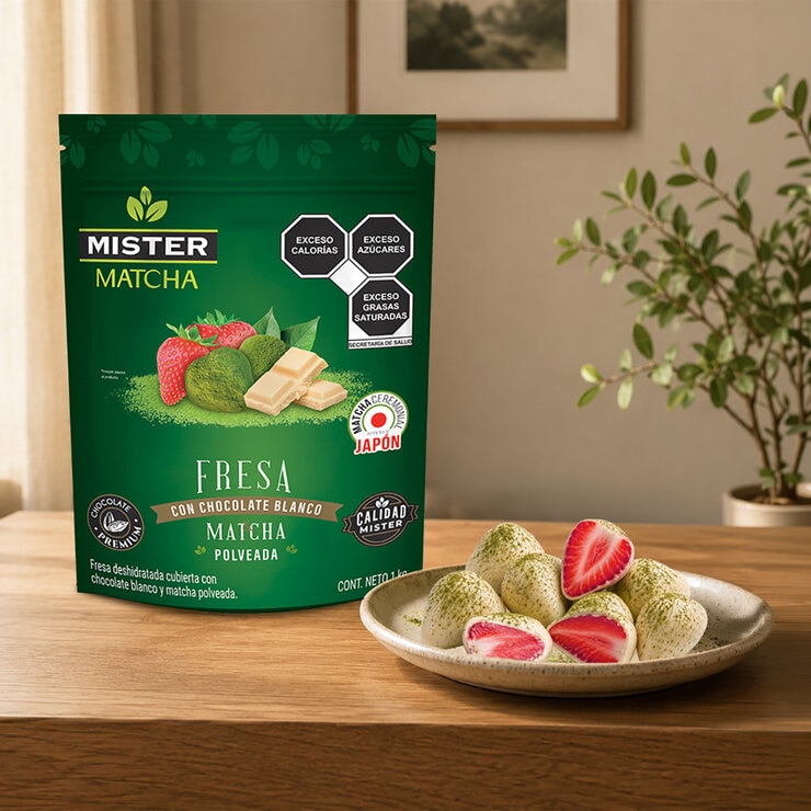 Mister Fresa Cubierta con Chocolate Blanco y Matcha Polveada 1 kg — Imagen 2 de 3