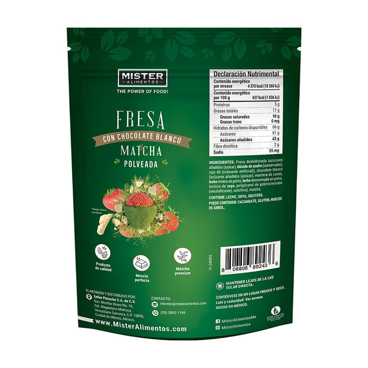 Mister Fresa Cubierta con Chocolate Blanco y Matcha Polveada 1 kg — Imagen 3 de 3