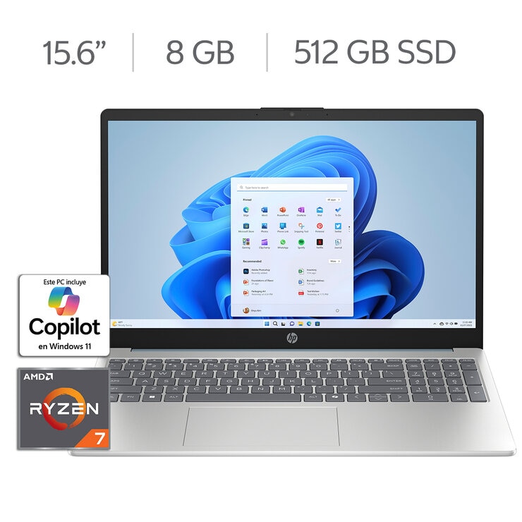 HP Laptop 15-fc0370la 15.6" FHD AMD Ryzen 7-7730U 8GB 512GB SSD